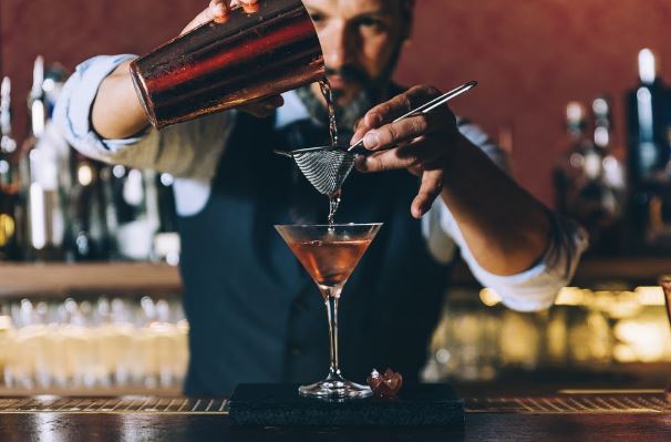bartender making a martini